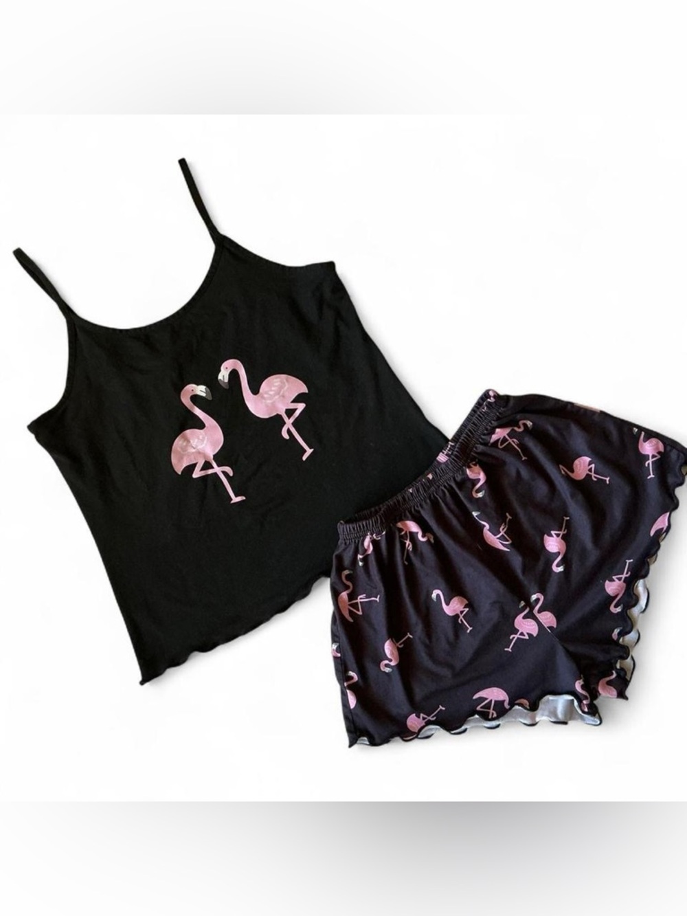 Black Flamingo Pajama Set - Pink Flamingo Print